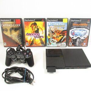 PS2 Sony Playstation 2 Slim Console w/4 Games, 1 Controller, Power Cord, 8MB Mem
